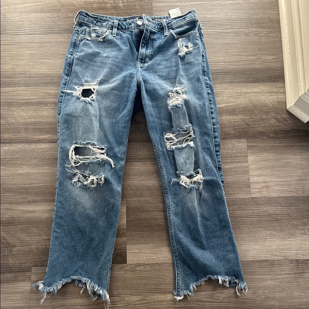 Hollister High Rise Blue Distressed Jeans